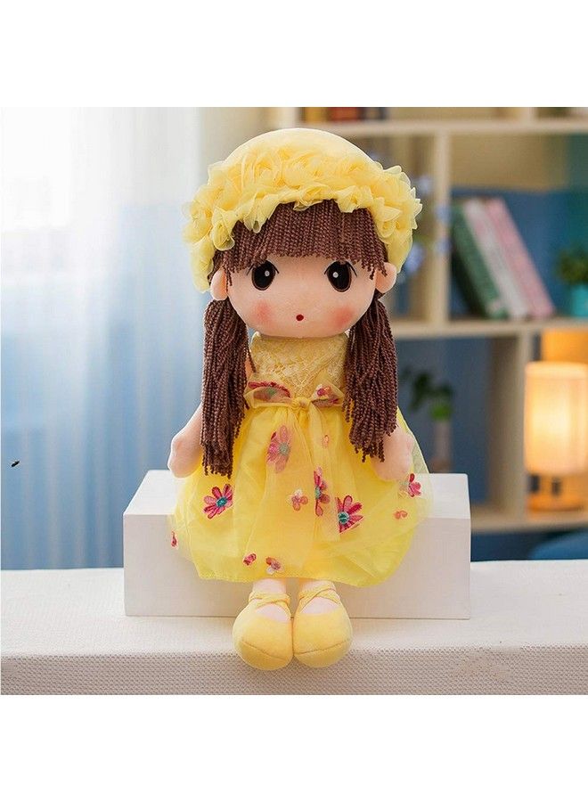 Tulle Skirt Princess Plush Toy Phial Dolls Children Girls Doll Cute Little Girl Dolls, 18 Inch (Yellow)