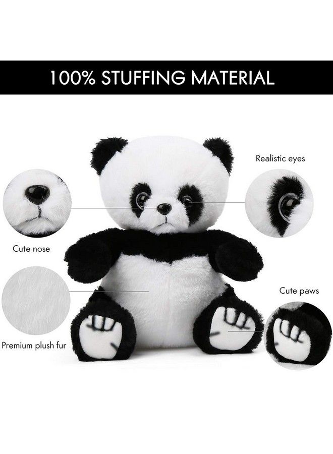 Panda Stuffed Animals, 8 Black Panda Plush, Stuffed Panda Bear, Cute Plushies For Kids, Gift For Toddlers Birthday, Easter, Party Favors