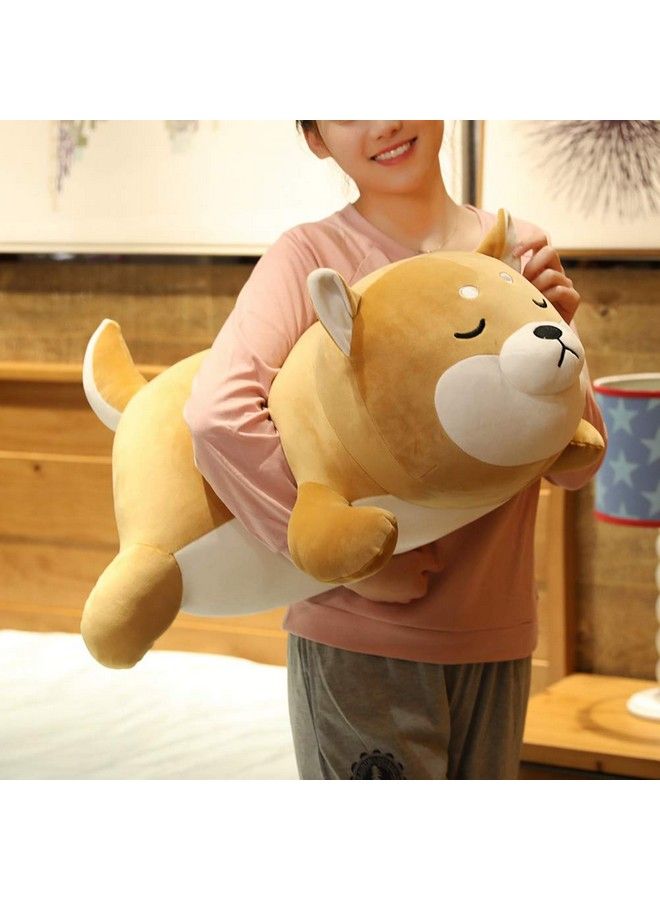 Shiba Inu Plush Pillow,Soft Corgi Stuffed Animals Toy Cute Sleeping Puppy Doll Gifts For Kids (Smiling Eyes, 29.5 Inch)