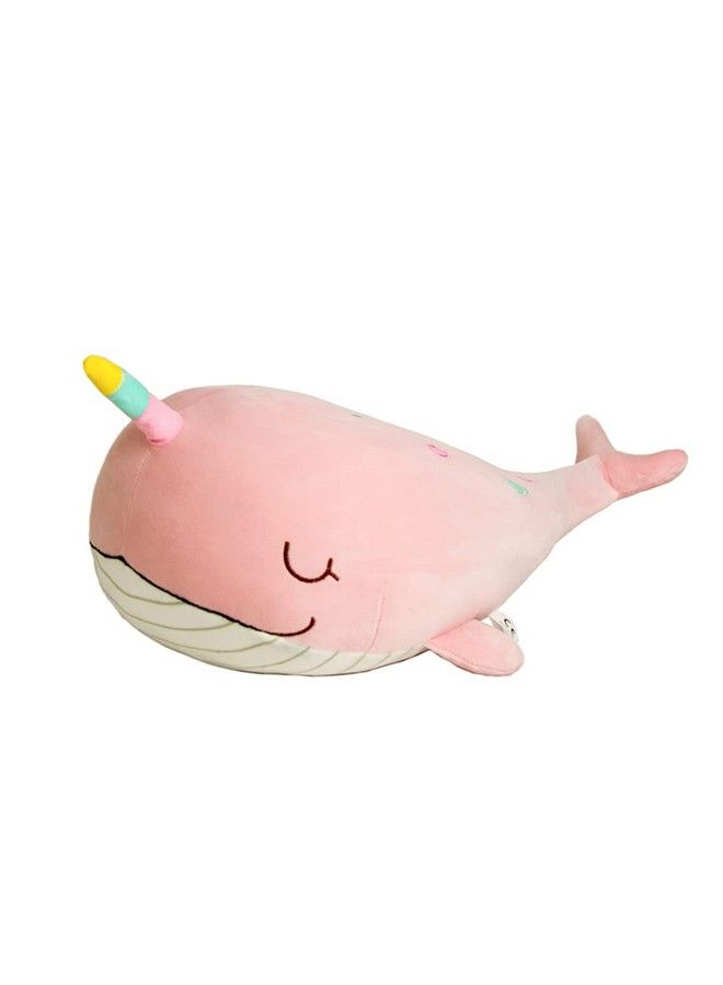 22 Inches Very Soft Whale Plush Pillow Stuffed Marine Animal Narwhal Cetacean Toy Pink