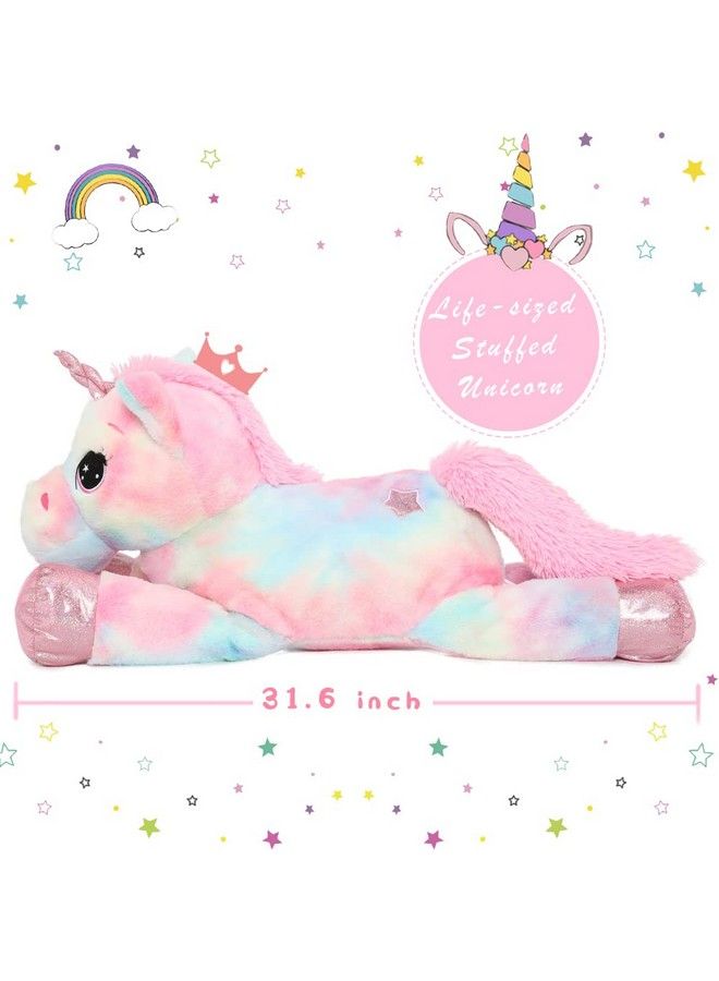 Large Unicorn Stuffed Animal Soft Unicorn Plush Toy Stuffed Unicorn Pillow Gifts For Girls (Pink, 31.6Inch)