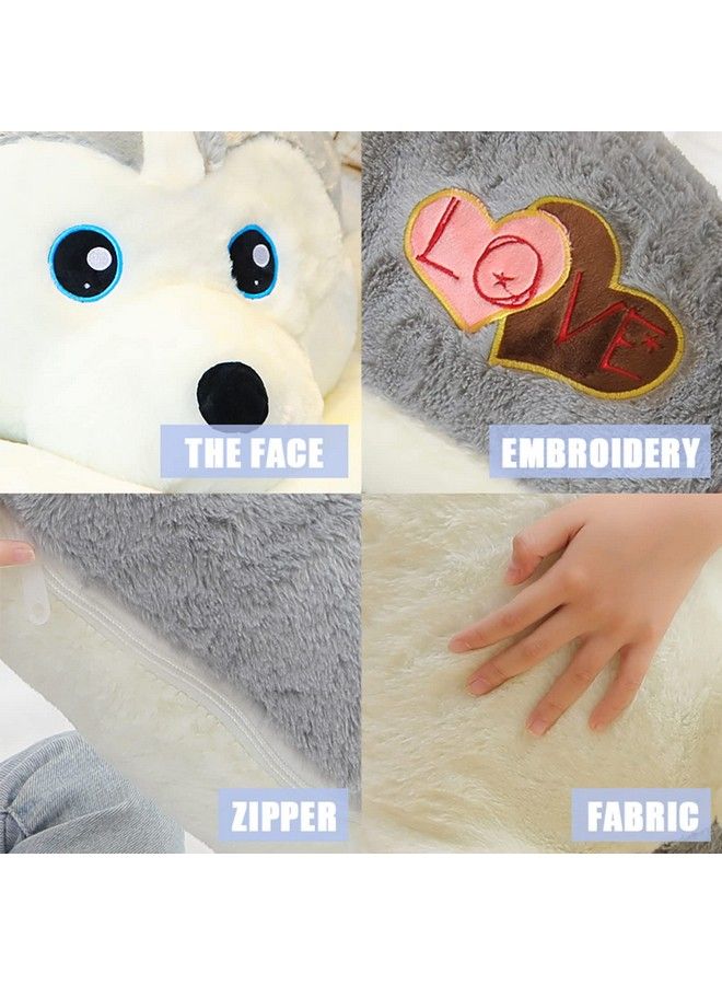 31.5 Inch Dog Stuffed Animals, Cuddly Siberian Husky Dog Plush Toys Puppy, Soft Plushies Large Kawaii Pillow, Big Plush Toy, Christmas, Birthday Party, For Kids, Pets,Girls