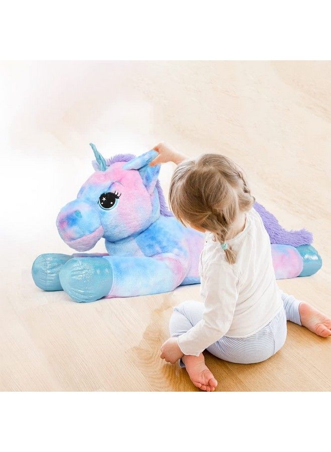 Big Unicorn Stuffed Animal Soft Unicorn Plush Pillow Stuffed Unicorn Toy Gift For Girls(Blue,31.6 Inch)