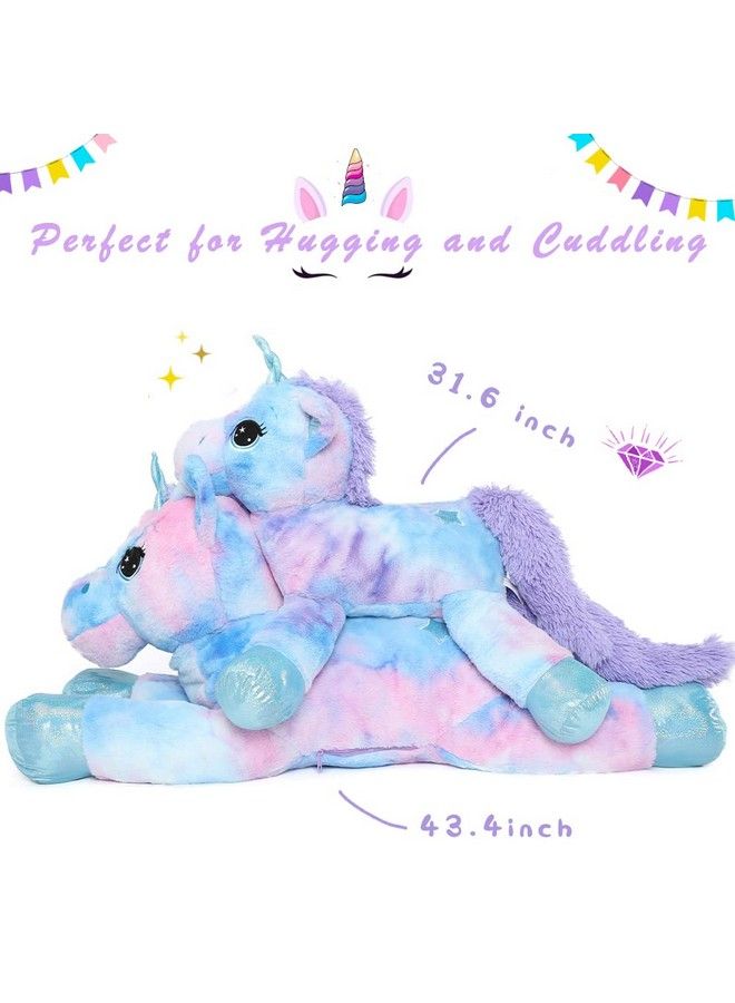 Big Unicorn Stuffed Animal Soft Unicorn Plush Pillow Stuffed Unicorn Toy Gift For Girls(Blue,31.6 Inch)