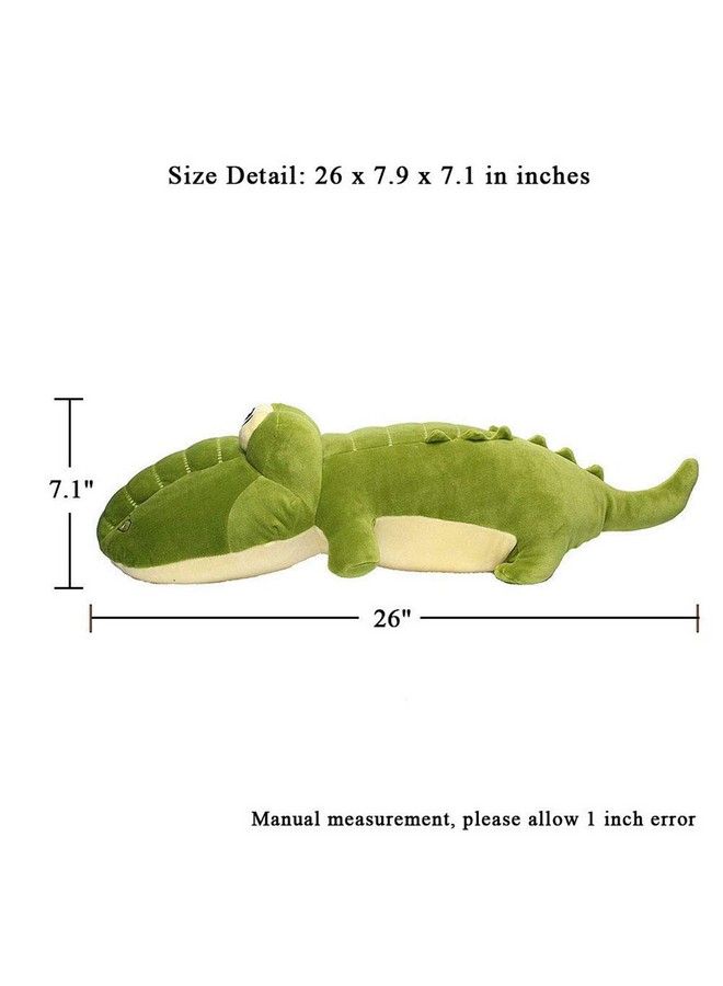 26 Inch Crocodile Stuffed Animal Plush Toy Adorable Alligator Animals Stuffed Giant Children Pillow Cushion Super Soft Cuddly Dolls For Kids Boys Girls Gifts, Green, 65Cm