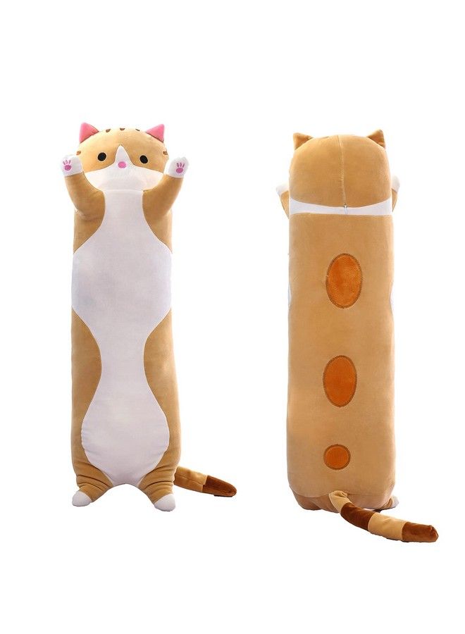 Long Cat Plush Cat Body Pillow,Brown Cat Stuffed Animals Soft Plushies Kawaii Stuffed Cat Squishy Kitten Plush Toy Gift For Kids Girlfriend(Brown, 27.5Inch)