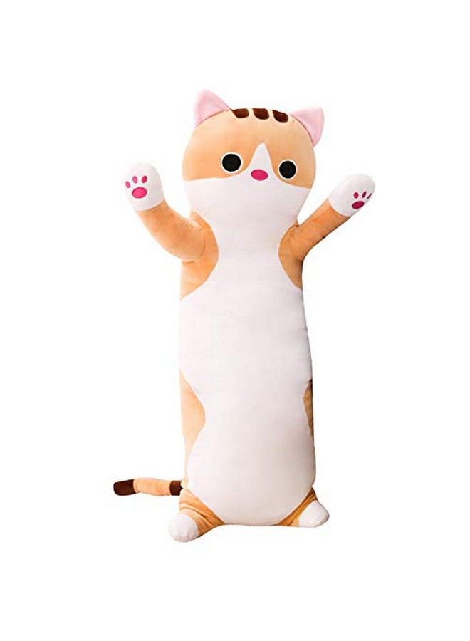 Long Cat Plush Pillow, Cat Stuffed Animals Body Pillow Cute Kitten Plush Hugging Pillow Toy Gifts For Kids (Brown, 19.68 Inch)