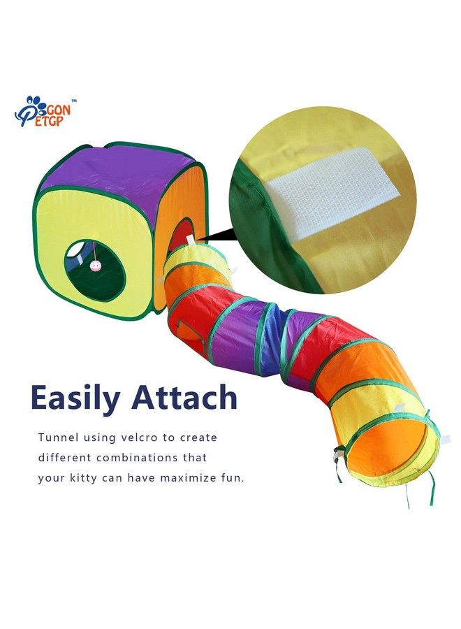 Cat Tunnel Toy And Cubes Combo, Cat Tunnels For Indoor Cats With Play Ball, Interactive Crinkle Collapsible Tent And Cubes, Cat Tube For Puppy Pet Rabbit All In One Set Of 3