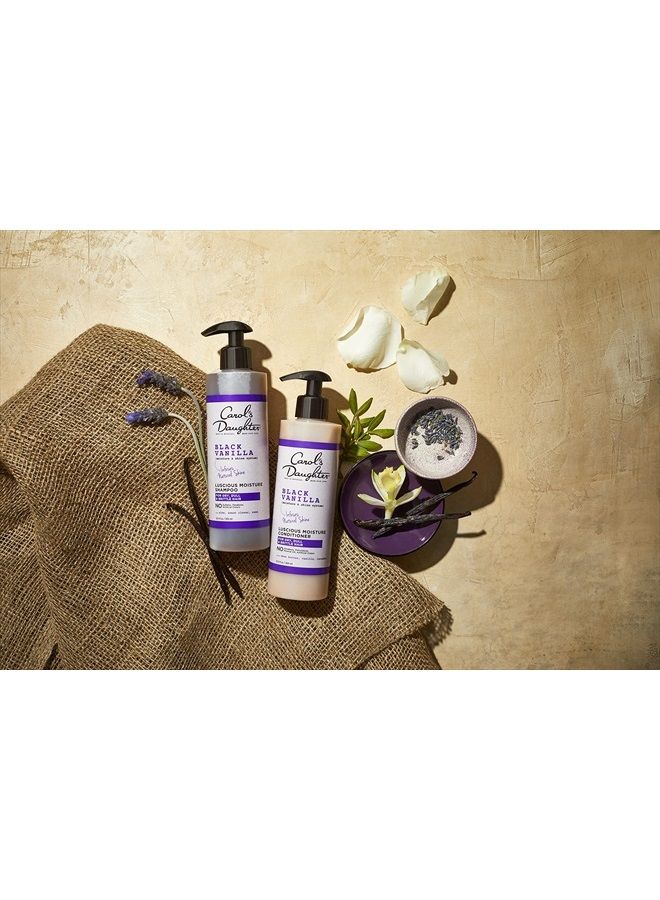 Black Vanilla Sulfate Free Shampoo for Curly, Wavy, Natural Hair, Adds Moisture & Shine to Dry, Damaged Hair- Made with Shea Butter, Aloe and Rosemary, 8 fl oz