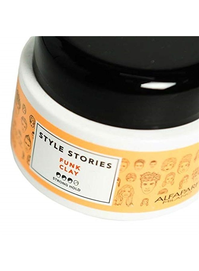 Alfaparf Milano Style Stories Funk Clay - Strong Hold Hair Sculpting Paste - Matte Finish Styling Clay - Long Lasting, All Day Hold - Professional Salon Quality - 4.16 oz.