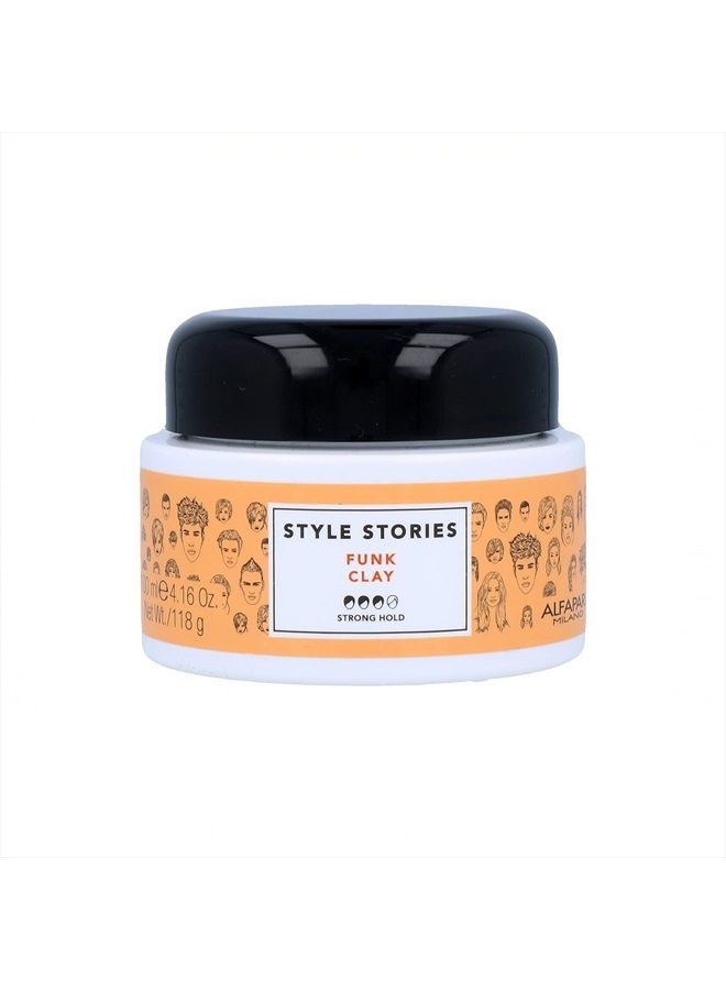 Alfaparf Milano Style Stories Funk Clay - Strong Hold Hair Sculpting Paste - Matte Finish Styling Clay - Long Lasting, All Day Hold - Professional Salon Quality - 4.16 oz.