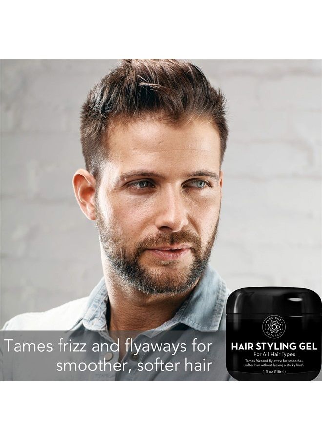 Hair Gel for Men, Natural Ingredients and Chemical Free with Hydrating Aloe For Firm, Healthy Hair, 4 Fl Oz