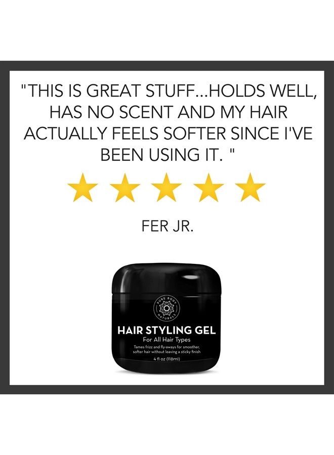 Hair Gel for Men, Natural Ingredients and Chemical Free with Hydrating Aloe For Firm, Healthy Hair, 4 Fl Oz