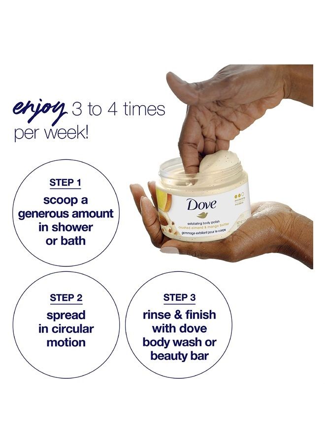 Exfoliating Body Polish Body Scrub Exfoliating Scrub for Dry Skin Crushed Almond and Mango Butter Gently Exfoliates to Reveal Healthy Skin 10.5 Ounce (Pack of 4)