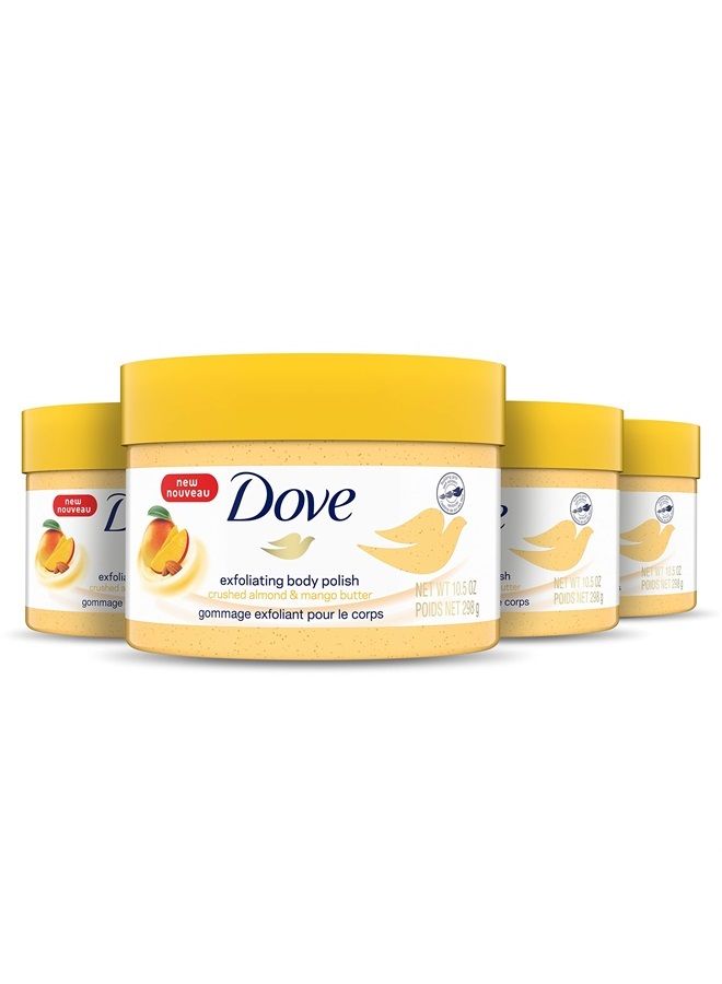 Exfoliating Body Polish Body Scrub Exfoliating Scrub for Dry Skin Crushed Almond and Mango Butter Gently Exfoliates to Reveal Healthy Skin 10.5 Ounce (Pack of 4)