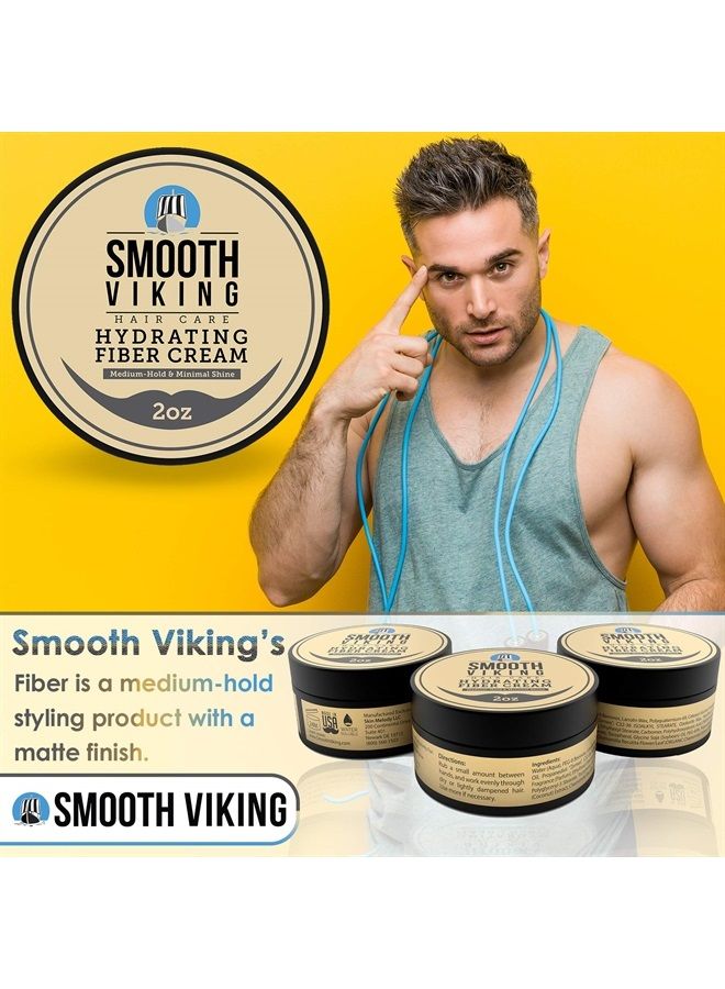 Smooth Viking Hair Styling Cream for Men - Grooming Hair Product - Matte Finish, Medium Hold and Minimal Shine Gel, Hydrating Fiber Cream for Daily Use, 2oz