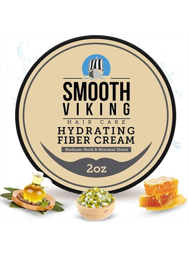 Smooth Viking Hair Styling Cream for Men - Grooming Hair Product - Matte Finish, Medium Hold and Minimal Shine Gel, Hydrating Fiber Cream for Daily Use, 2oz