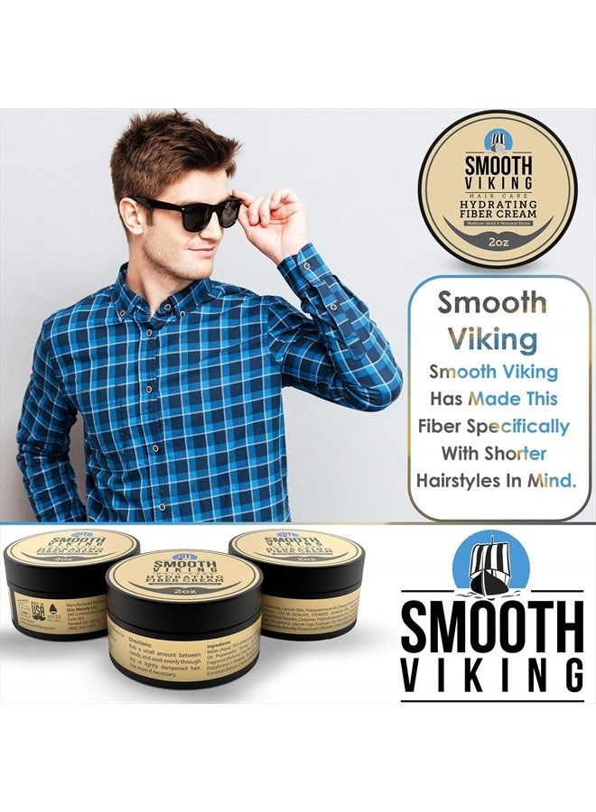 Smooth Viking Hair Styling Cream for Men - Grooming Hair Product - Matte Finish, Medium Hold and Minimal Shine Gel, Hydrating Fiber Cream for Daily Use, 2oz