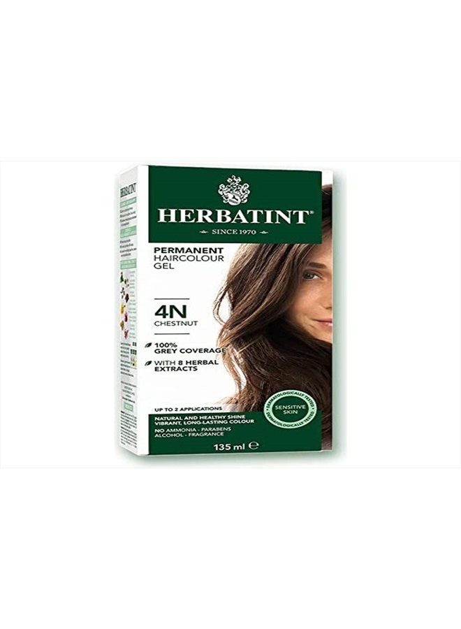 Permanent Herbal Haircolour Gel 4N Chestnut - 135 mL