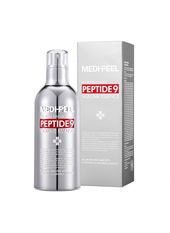 MEDI-PEEL Peptide 9 Volume All in one Essence 3.38 fl.oz. / 100ml | Anti Wrinkles Collagen Formula, Bubble Essence, Instant Hydration | Korean Skincare