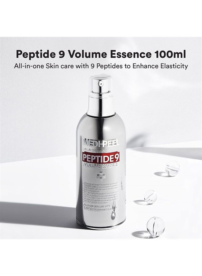 MEDI-PEEL Peptide 9 Volume All in one Essence 3.38 fl.oz. / 100ml | Anti Wrinkles Collagen Formula, Bubble Essence, Instant Hydration | Korean Skincare