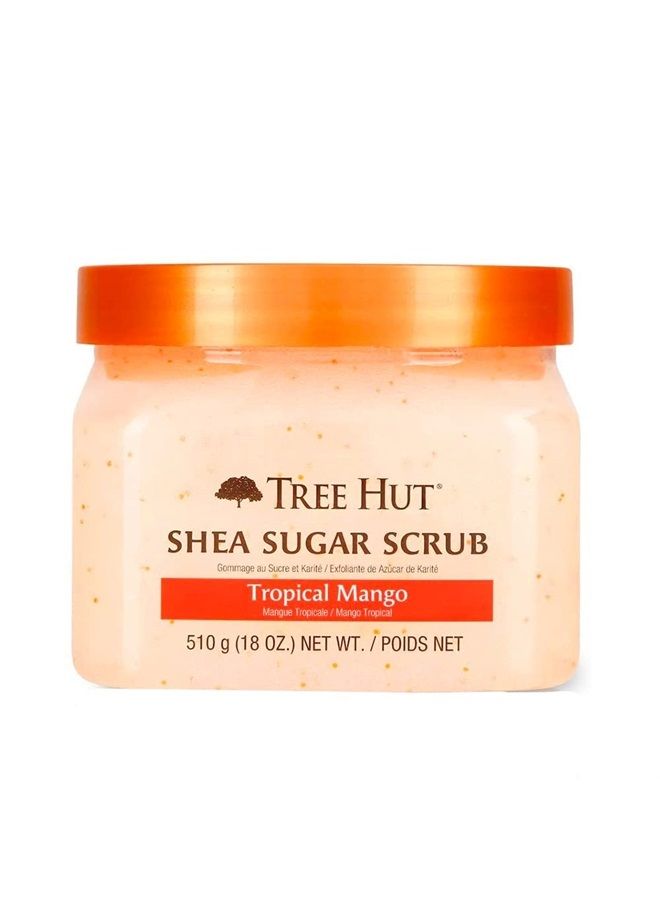 Shea Sugar Scrub Tropical Mango, 18oz, Ultra Hydrating and Exfoliating Scrub for Nourishing Essential Body Care