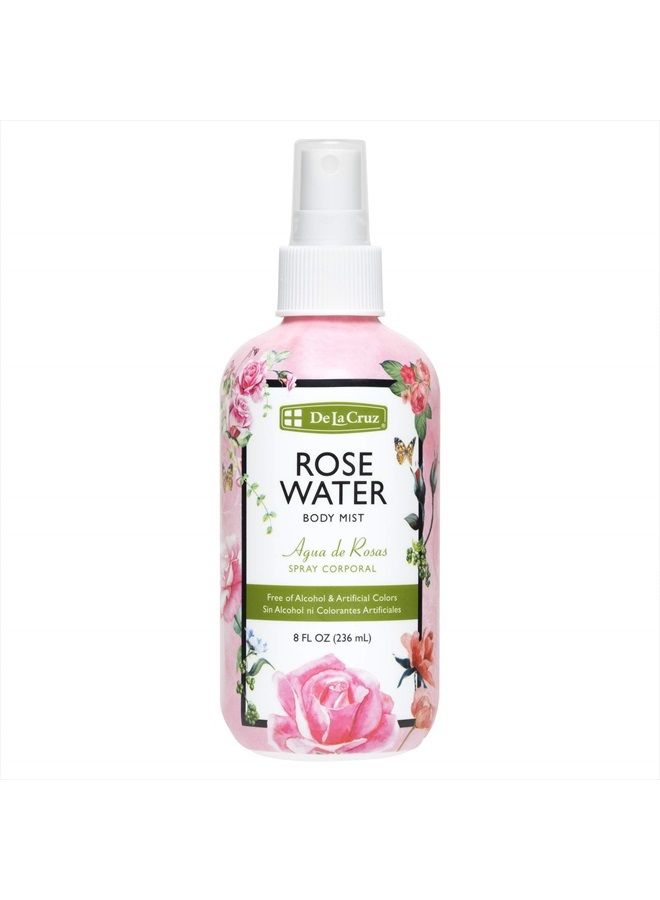 Rose Water Body Mist - Rosewater Spray for Face, Skin and Hair 8 fl oz (1 Bottles)