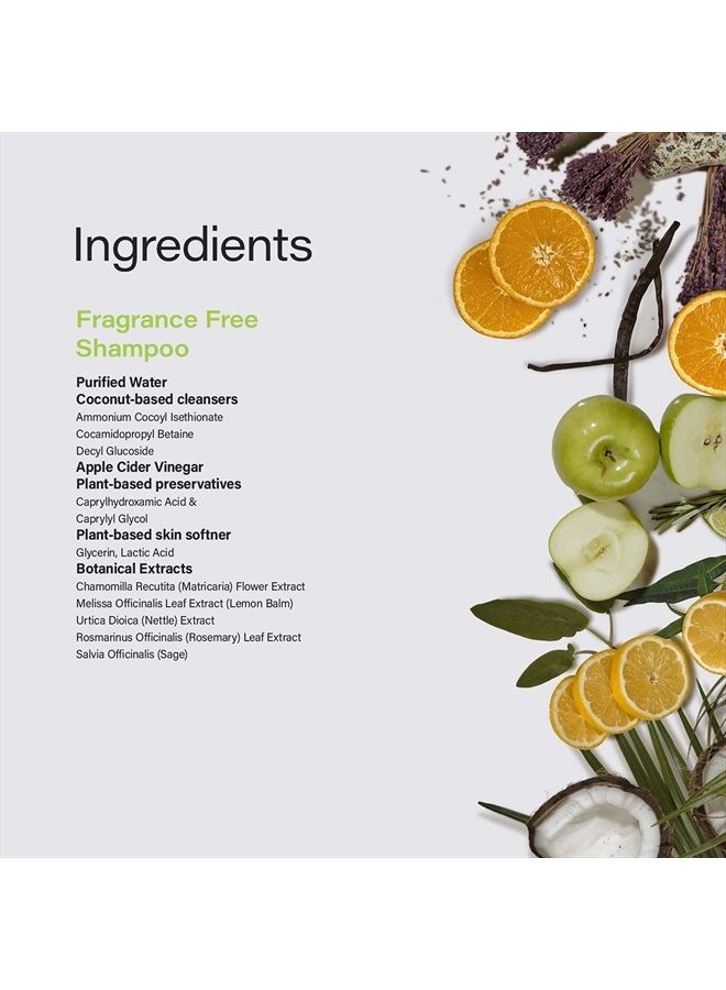 Fragrance Free Shampoo - Sulfate Free and Paraben Free - Balances pH of Hair and Scalp - 12 Ounce