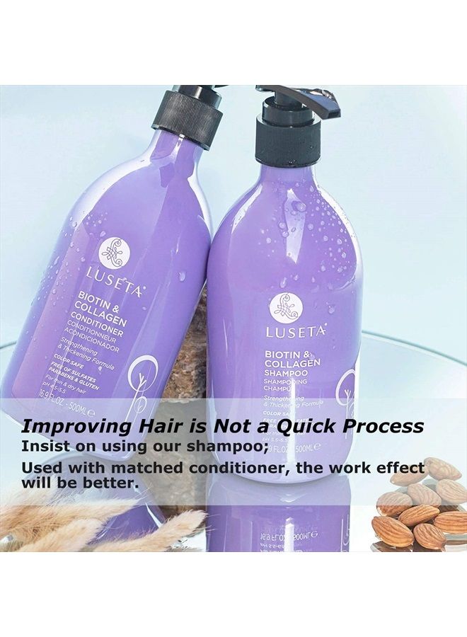 Luseta Biotin and Collagen Shampoo Hair Growth Shampoo16.9oz, Hair Loss Shampoo for Men and Women, Hair Thickening Shampoo for Thinning Hair with Vitamin B7 & Argan Oil, Sulfate & Paraben Free