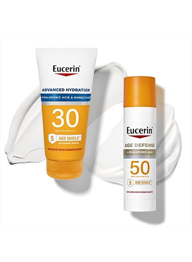 Sun Advanced Hydration SPF 30 Sunscreen Lotion + Age Defense SPF 50 Face Sunscreen Lotion Multipack (5 oz. body lotion + 2.5 oz face lotion)
