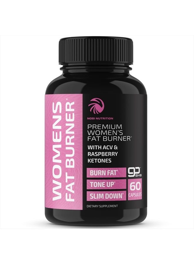 Nobi Nutrition Fat Burner For Women With ACV & Raspberry Ketones,60 Capsules