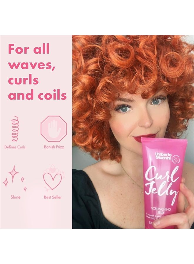 Curl Jelly Scrunching Jelly, Vegan & Cruelty Free Frizz Solution Gel for Curly or Wavy Hair, 200 ml