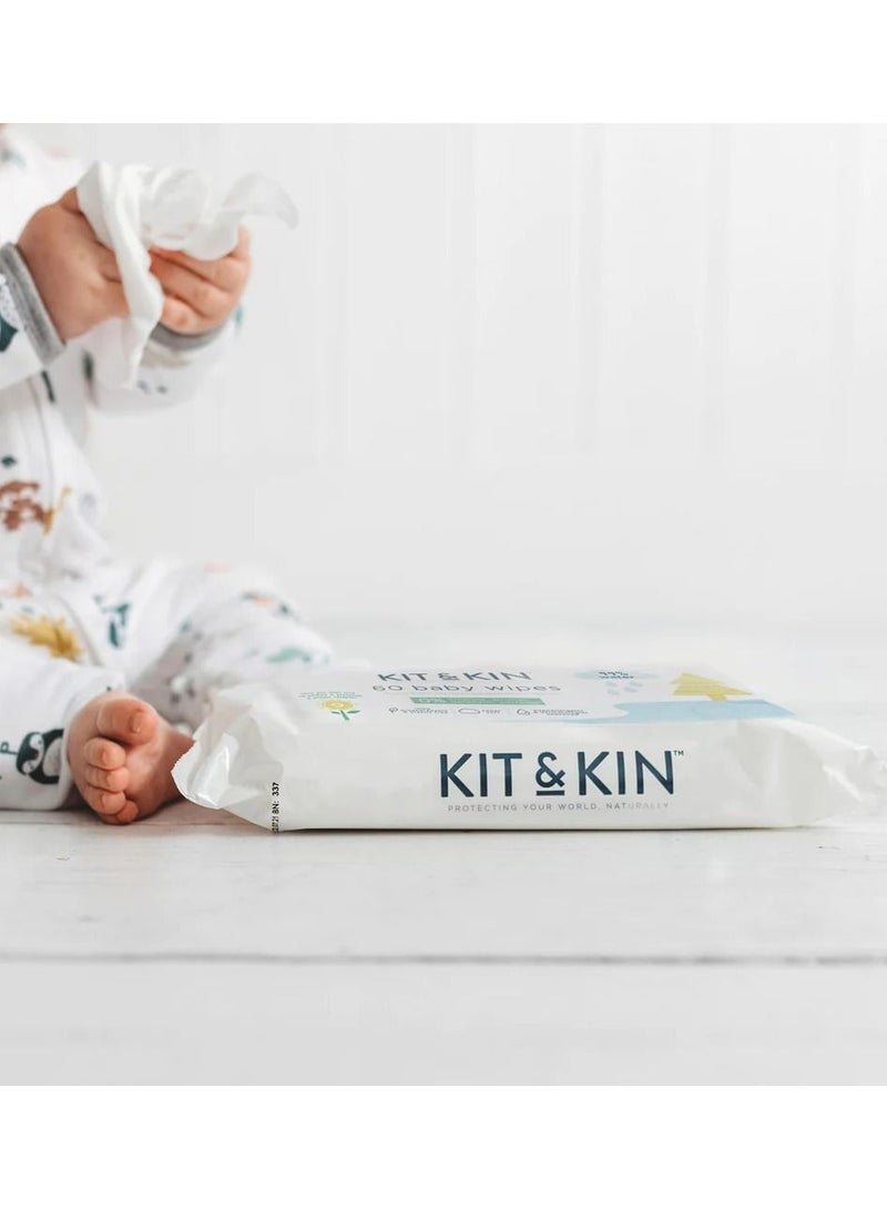 Kit & Kin Premium Eco Baby Wipes, 600 Wet Wipes (10 packs) | Biodegradable Plastic-Free & Super Soft | 99% Water | Hypoallergenic & Dermatologist Approved | Fragrance-Free | New & Improved Formula