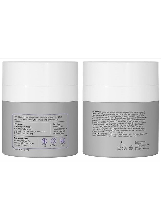 Retinol Moisturizer Cream for Face, Neck and Décolletage with Wrinkle and Acne Fighting Retinol, Jojoba Oil and Vitamin E, 1.7 Ounces