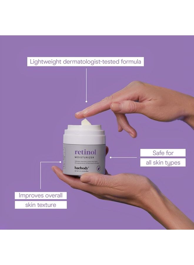 Retinol Moisturizer Cream for Face, Neck and Décolletage with Wrinkle and Acne Fighting Retinol, Jojoba Oil and Vitamin E, 1.7 Ounces