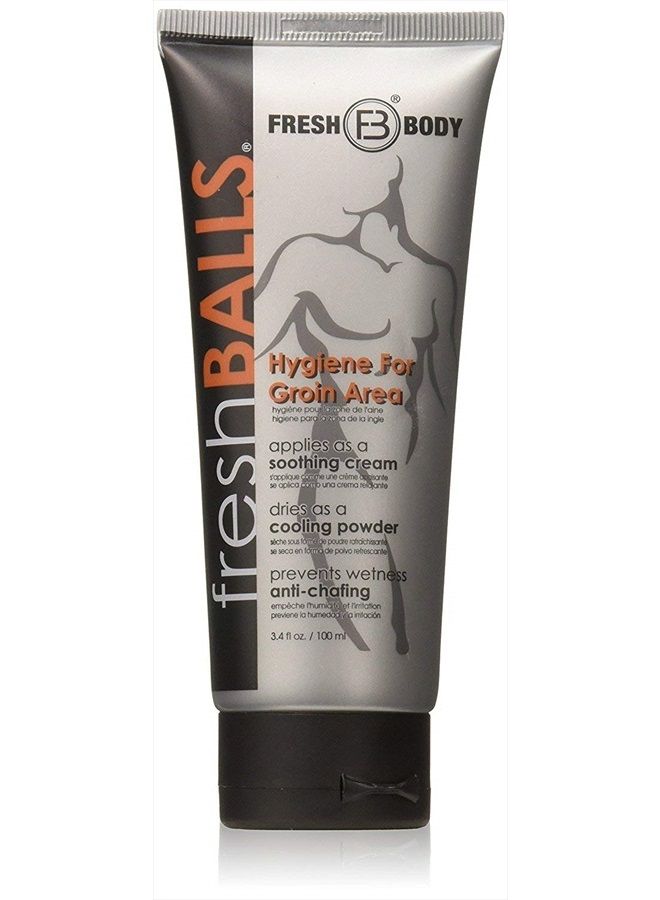 Fresh Balls Lotion, 3.4 fl oz | Men's Anti-Chafing Soothing Cream to Powder - Ball Deodorant and Hygiene for Groin Area - Aluminum-Free, Talc-Free