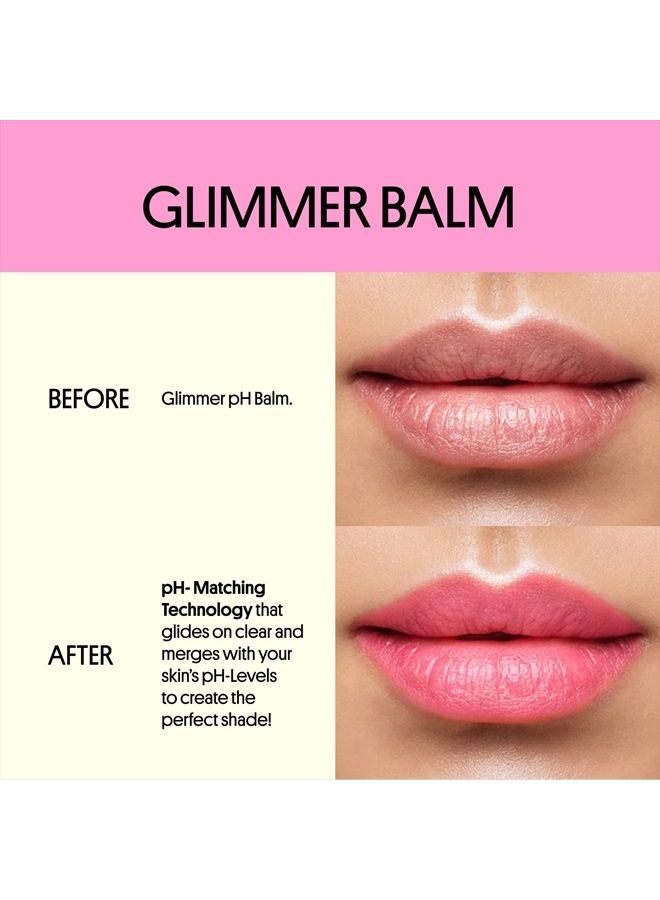 Glimmer Balm, pH Tinted Lip Balm, Color Changing Lipstick and Vegan Hydrating Lip Balm, Rose