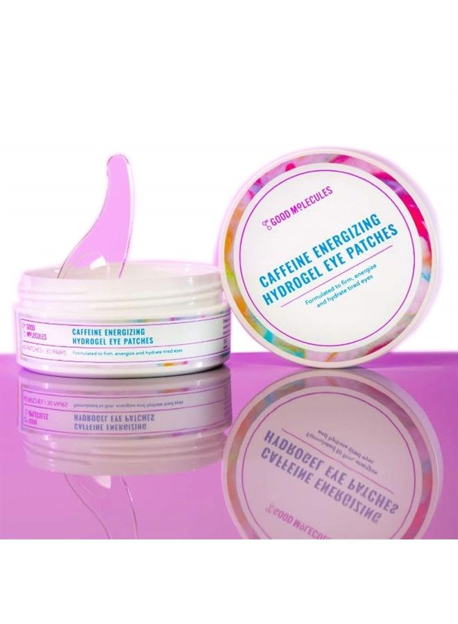 Caffeine Energizing Hydrogel Eye Patches - Hydrogel Mask with Hyaluronic Acid, Peptides, and Aloe to Hydrate, Brighten, and Reduce Puffiness - Pack of 30 Pairs, Cruelty-free, pH 5.7