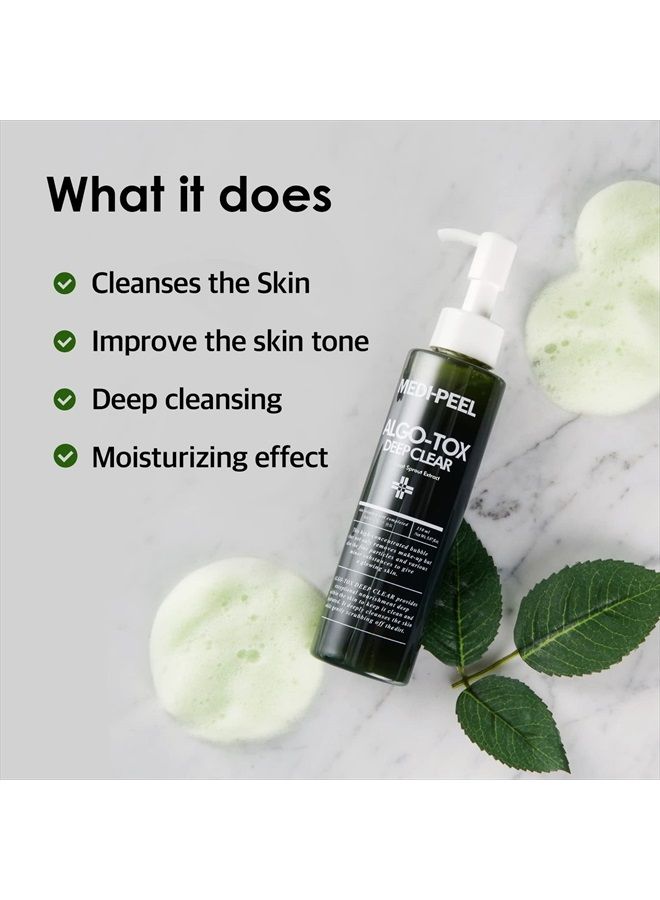 MEDI-PEEL Algo-Tox Deep Clear Facial Cleanser 5.07 fl oz / 150ml | 5 Peptide Balance Facial Cleanser, Vegetable Extracts, High Concentrated | Korean Skincare, For Sensitive Skin
