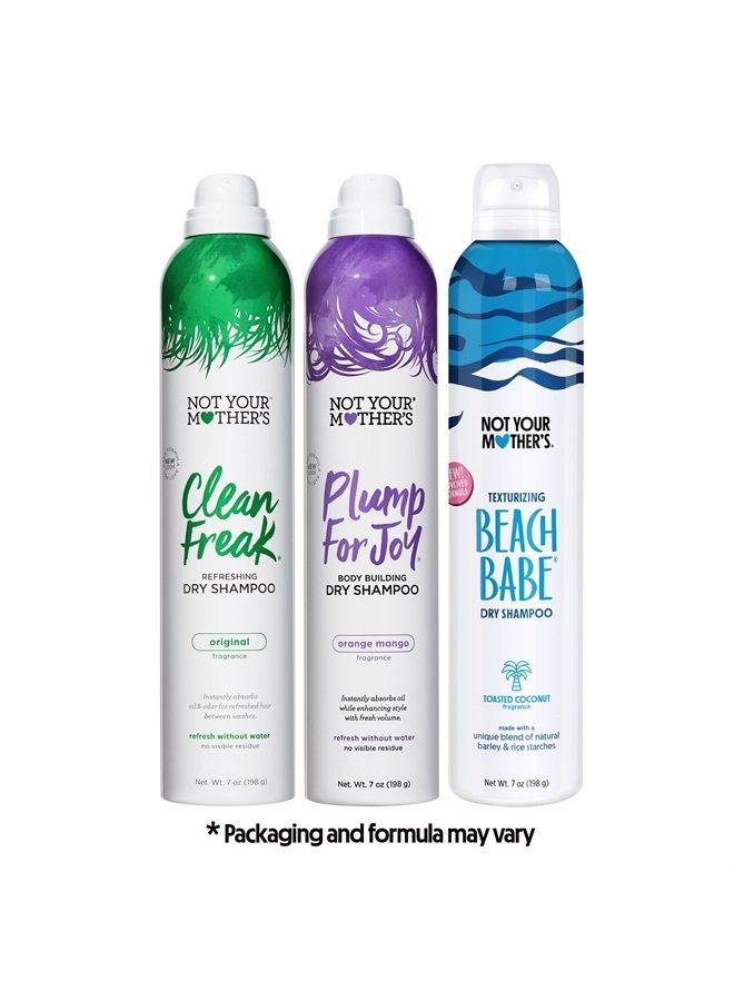 Dry Shampoo Assortment (3-Pack) - 7 oz - Clean Freak Dry Shampoo, Plump for Joy Dry Shampoo, Beach Babe Dry Shampoo - Instantly Absorbs Oil in Hair