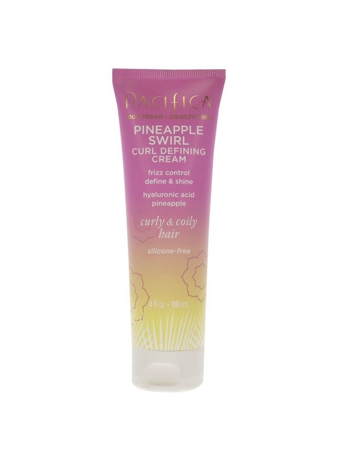 Beauty, Curl Defining Cream, For Curly, Coily and Textured Hair Types, Fresh Pineapple Scent, With Hyaluronic Acid + Coconut Oil, Silicone Free, 100% Vegan and Cruelty Free
