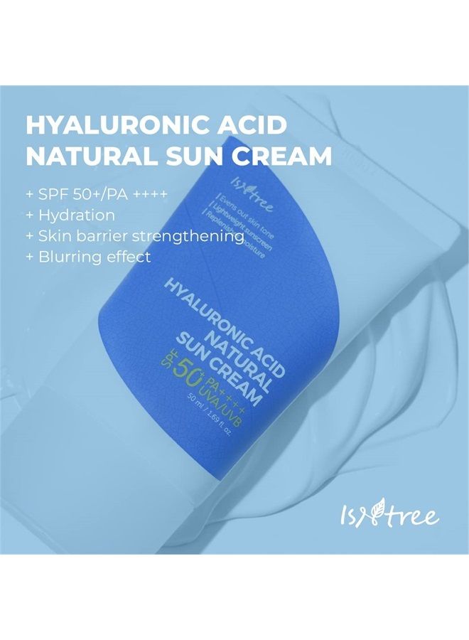 ISNTREE Hyaluronic Acid Natural Suncream SPF50 PA++++ 50ml 1.69 fl.oz | Evens out skin tone | Lightweight sunscreen | Replenishes moisture