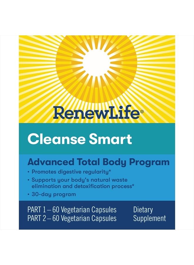 Cleanse Smart, Helps Reduce Bloating & Return to Regularity, 2-Part Total Body Program, Uses Herbs, Herbal Extract & Magnesium to Cleanse & Detox, Soy, Dairy & Gluten Free, 120 Capsules