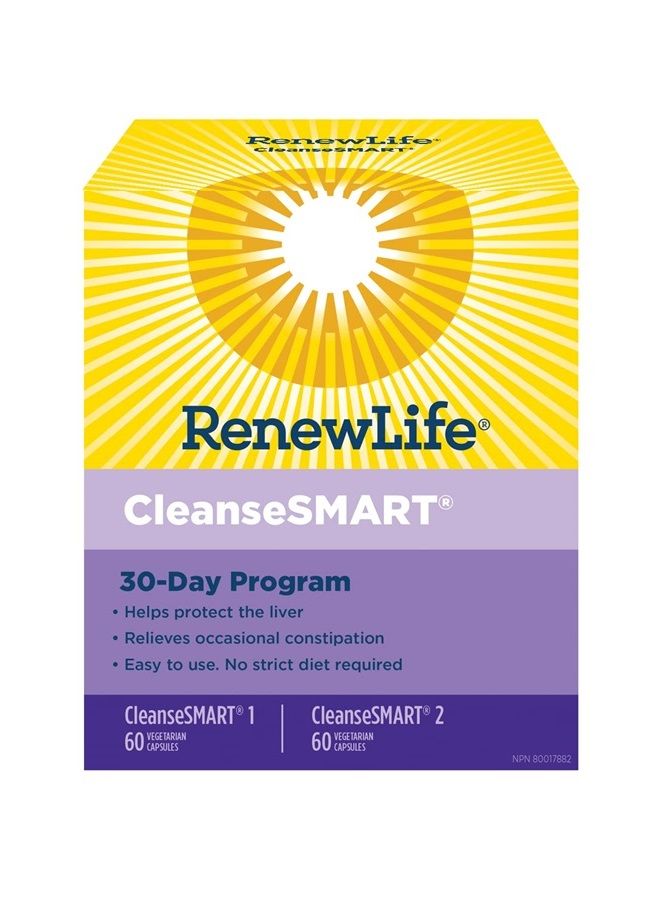 Cleanse Smart, Helps Reduce Bloating & Return to Regularity, 2-Part Total Body Program, Uses Herbs, Herbal Extract & Magnesium to Cleanse & Detox, Soy, Dairy & Gluten Free, 120 Capsules