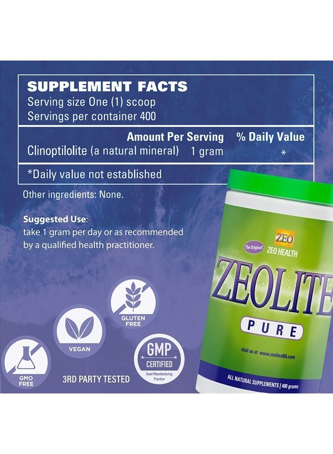 Zeolite Pure | Full Body Detox Cleanse | Safe, Gentle, & Effective Energy Booster That Supports Gut Health, Mental Clarity, & Healthy Inflammation Response | Original Zeolite Powder (400 Servings)