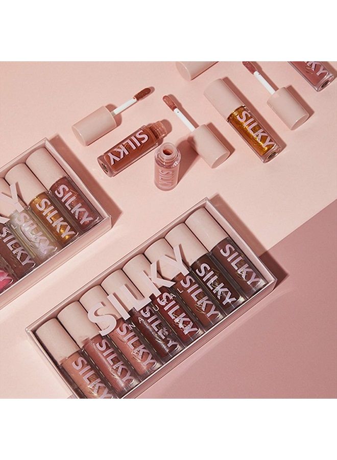 Shiny Glossy Lipgloss Set 8PCS Non-Sticky Moisturizing Lip Gloss Long-lasting High Shine & Shimmer Liquid Lipstick for Girls and Women (Shiny Glossy, 8PCS-A)