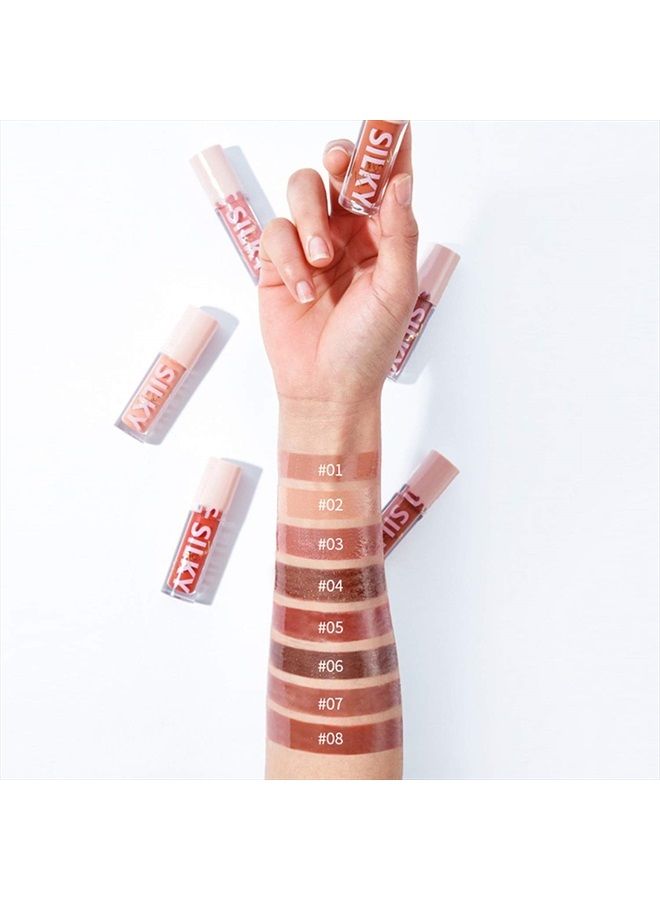 Shiny Glossy Lipgloss Set 8PCS Non-Sticky Moisturizing Lip Gloss Long-lasting High Shine & Shimmer Liquid Lipstick for Girls and Women (Shiny Glossy, 8PCS-A)