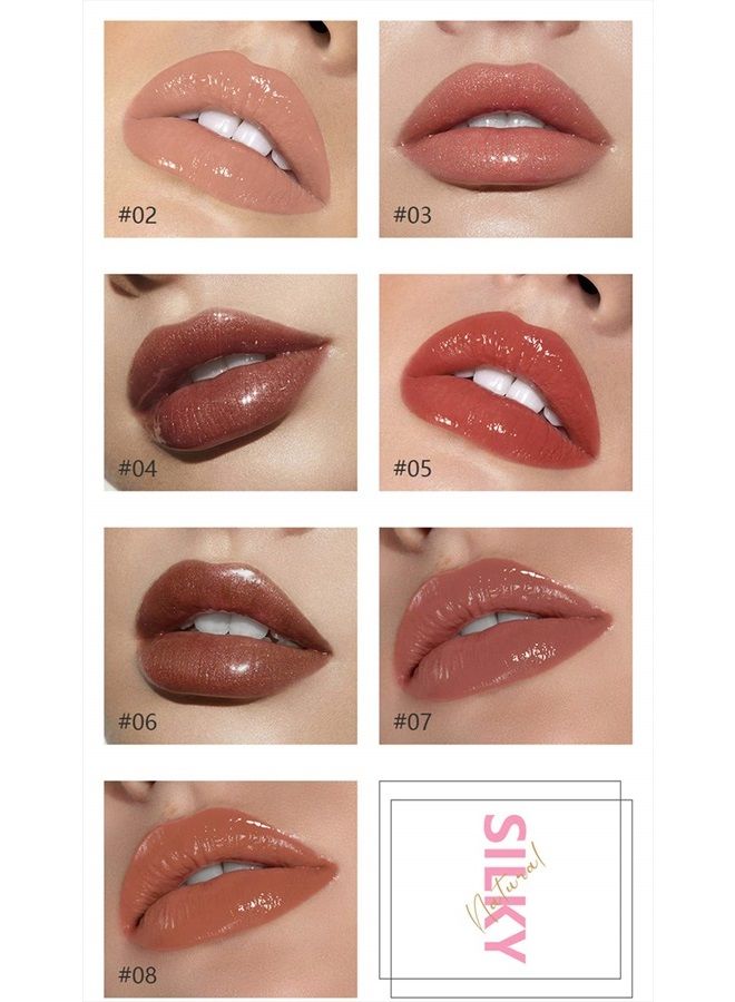 Shiny Glossy Lipgloss Set 8PCS Non-Sticky Moisturizing Lip Gloss Long-lasting High Shine & Shimmer Liquid Lipstick for Girls and Women (Shiny Glossy, 8PCS-A)