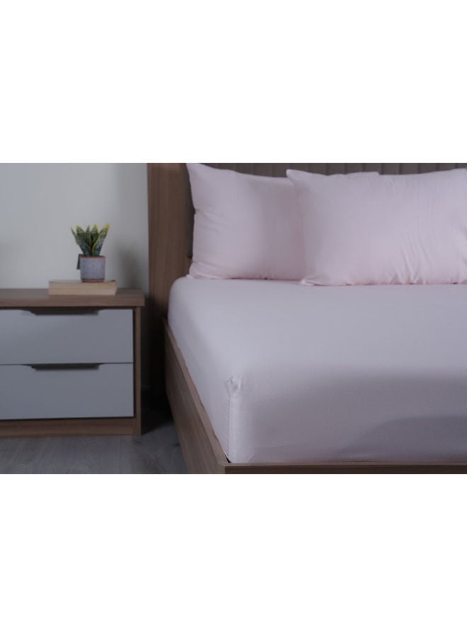 3-Piece Luxury Living Fitted Sheet Set 180x200+35cm Pink
