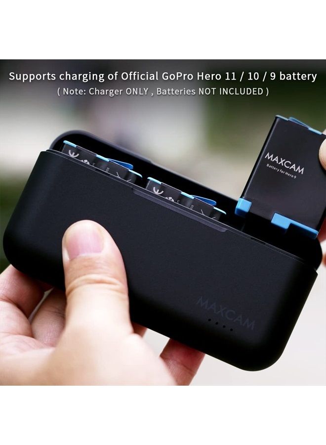 Power Triple Battery Charger for GoPro HERO11/HERO10/HERO9 Enduro Battery Black